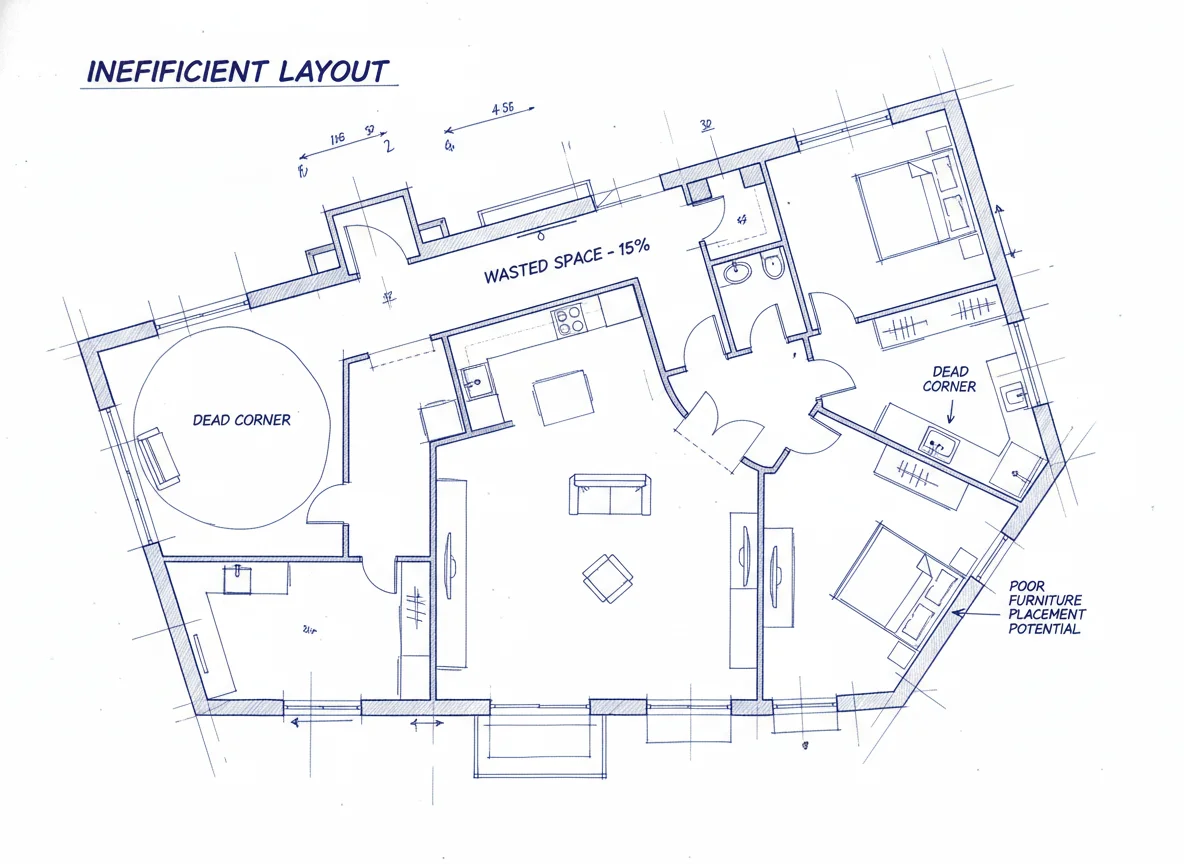 Inefficient floor plan layout