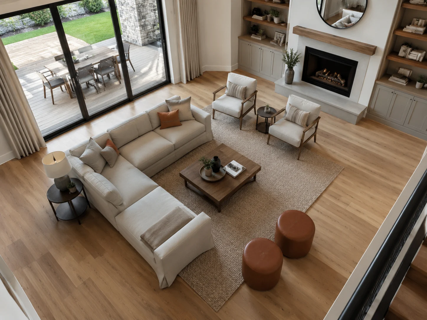 Room planner layout viewed from above with neat furniture arrangement