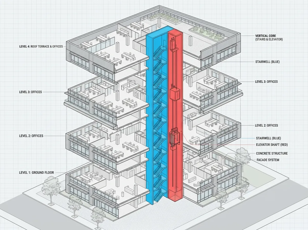 Multi-floor architectural plans showing vertical alignment generated by AI architecture floor plan generator