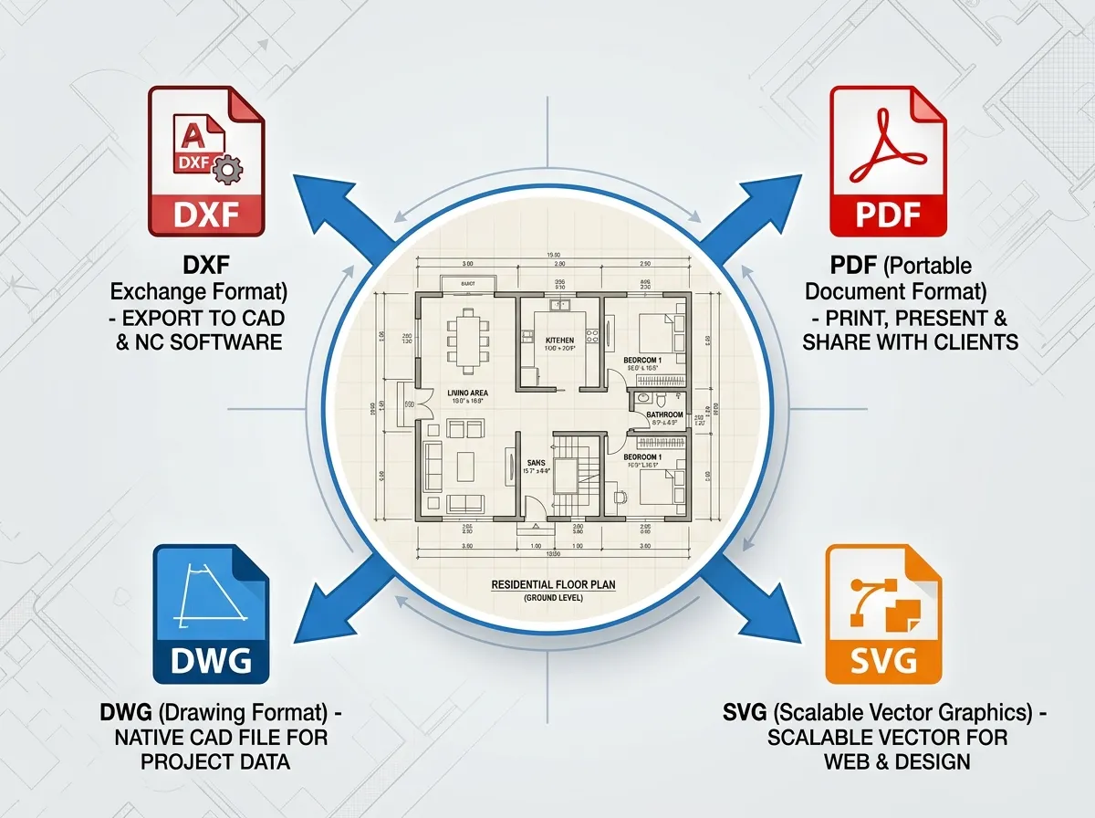 CAD-ready export options from AI architecture floor plan generator