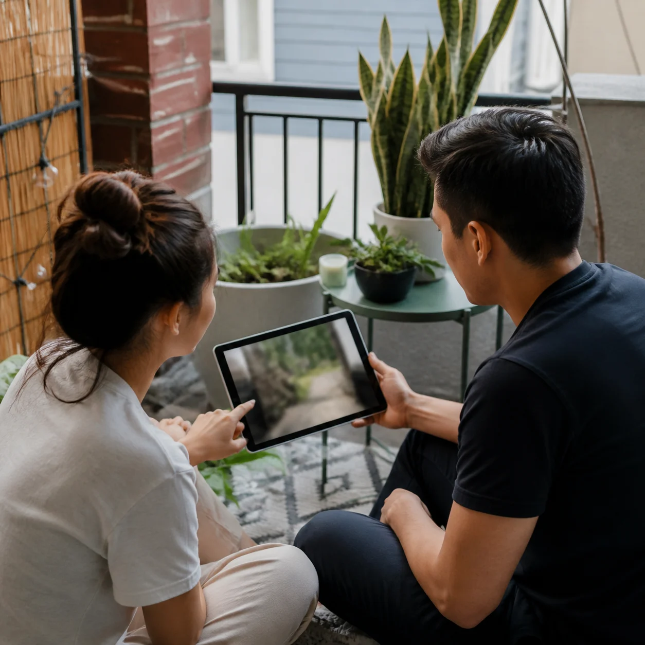 Renter browsing generated backyard ideas on a phone