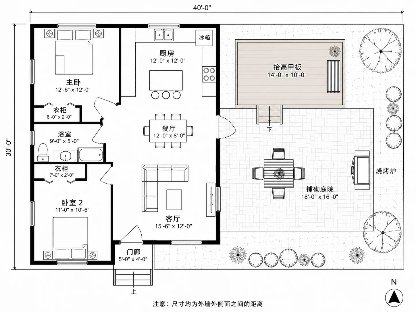 包含露台与户外家具的后院设计素材库界面