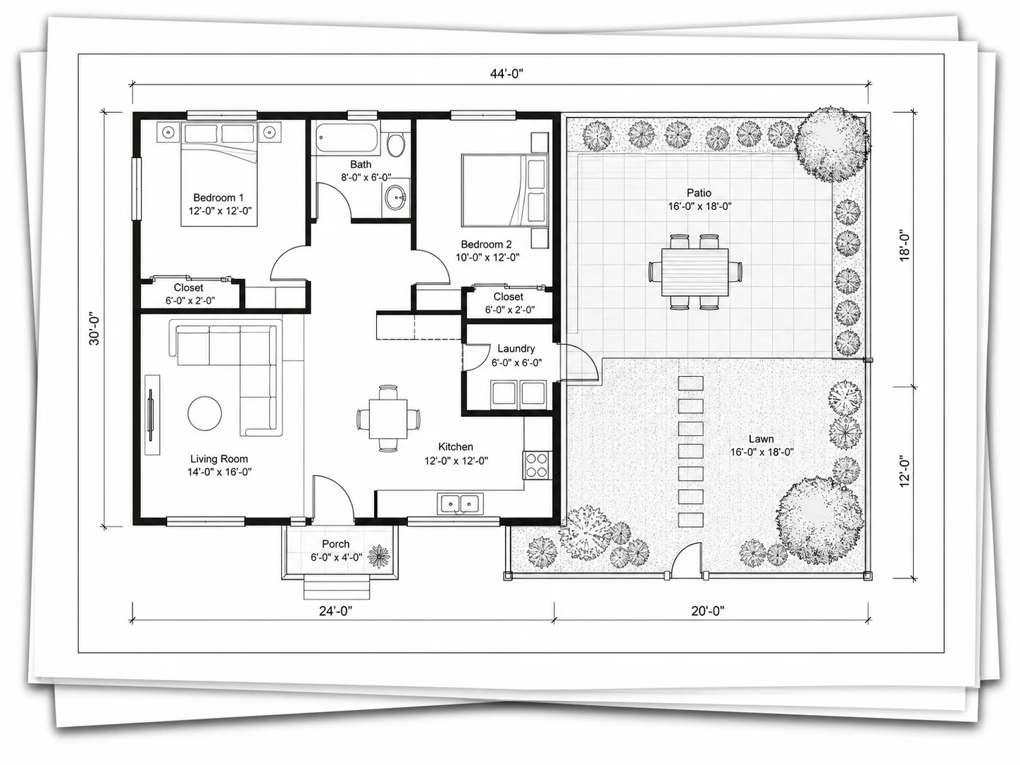Backyard designer export options showing PNG and PDF