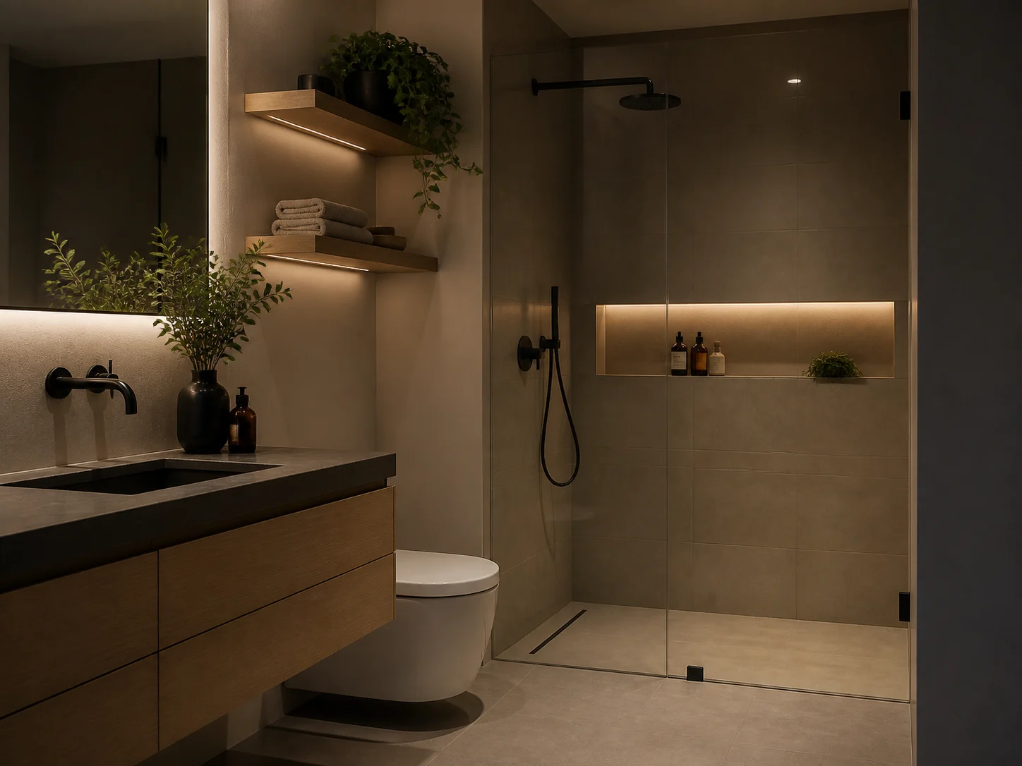 Example prompt button cycling through rotating bathroom ideas