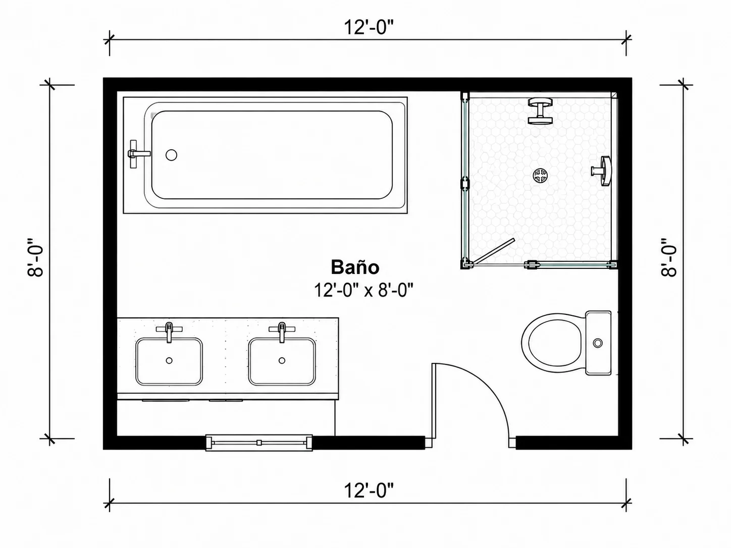 Biblioteca de símbolos del diseñador de baños con bañera, ducha y lavabo
