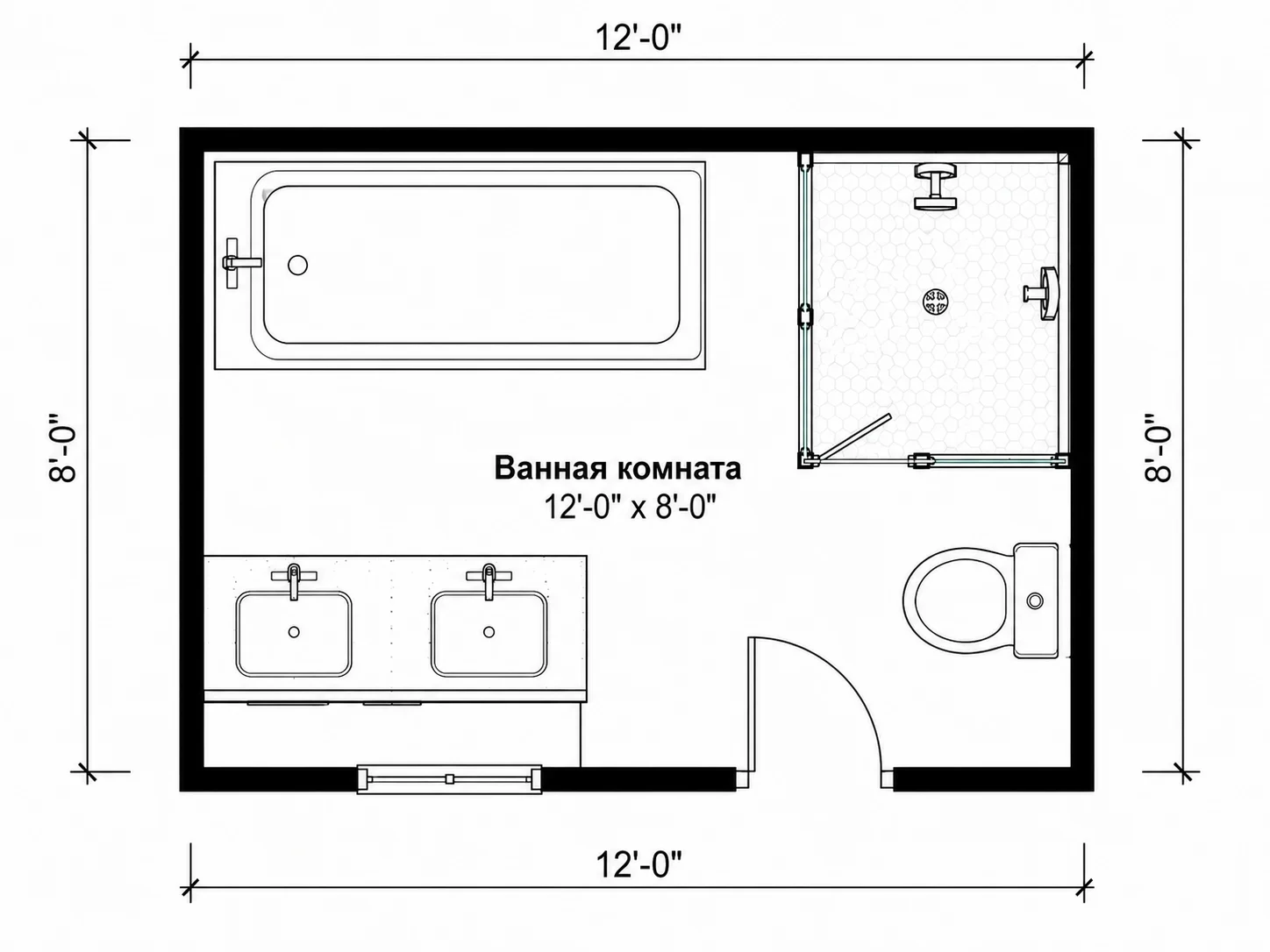 Библиотека символов планировщика ванной комнаты с ванной, душевой и раковиной