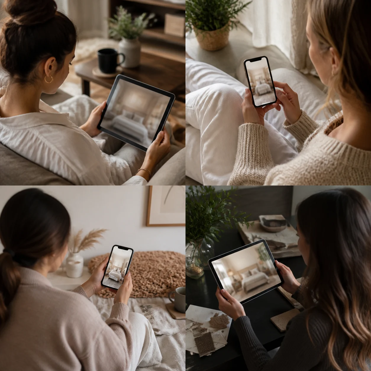 Content creator assembling a moodboard from generated room images