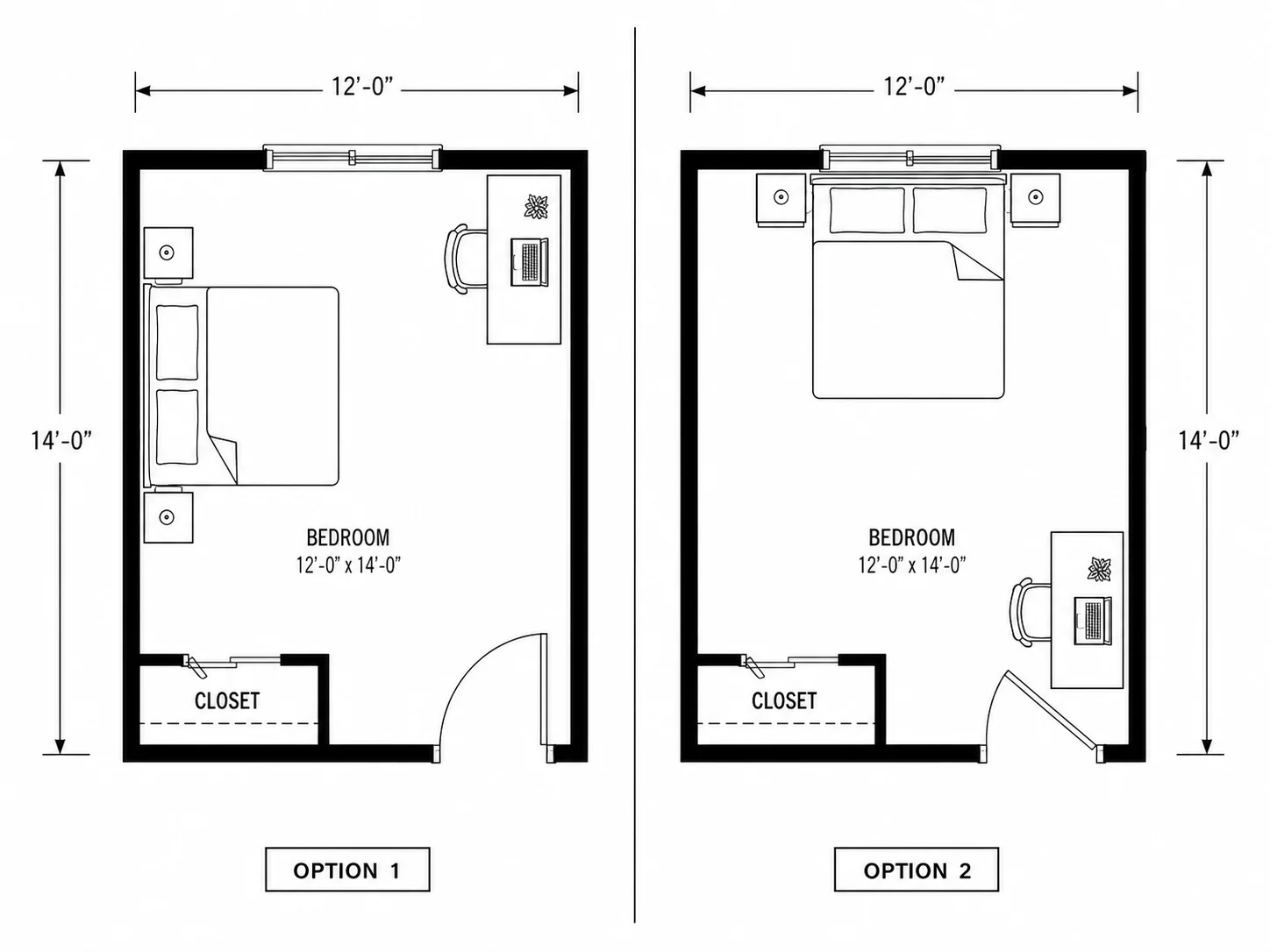 Two bedroom furniture arrangements compared