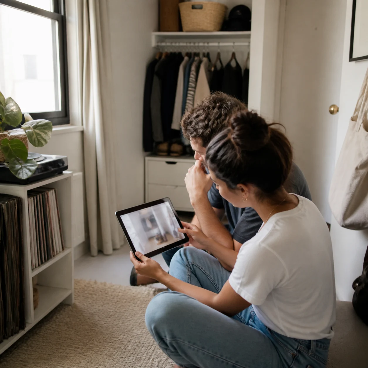Renter browsing generated closet ideas on a phone