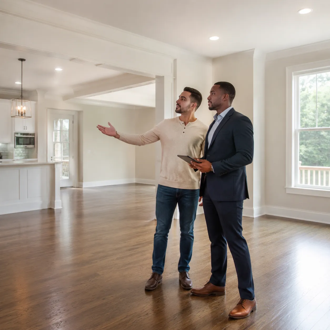Property seller using virtual decluttering AI to create empty room photos for listing