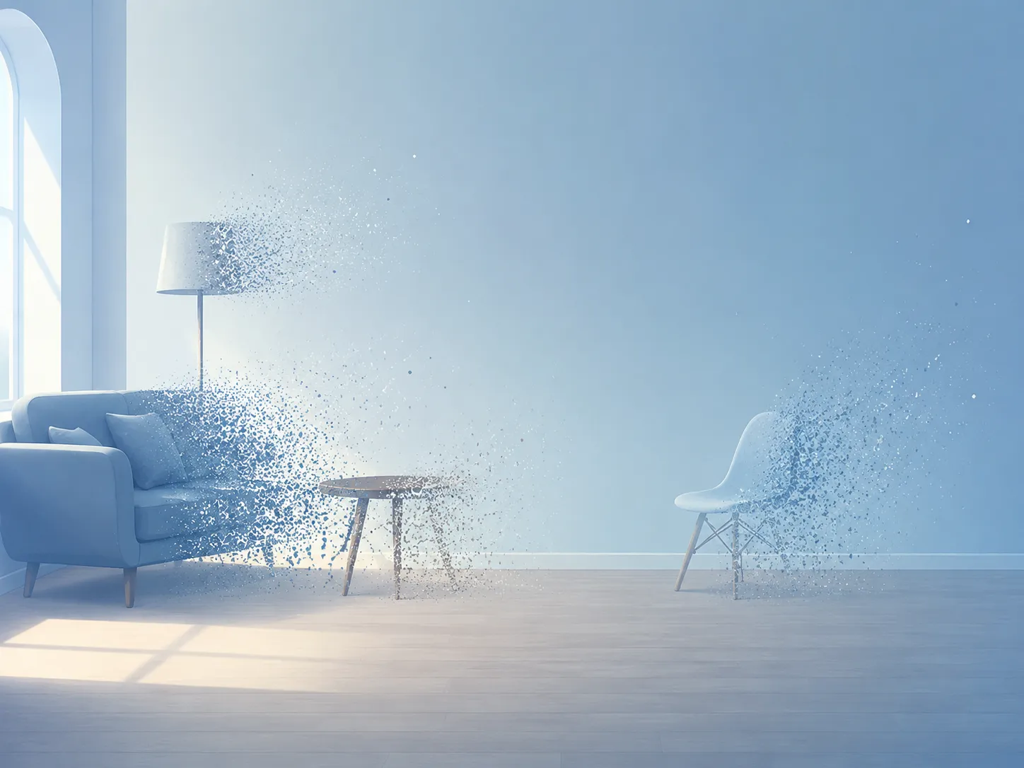 AI furniture removal tool clearing all furniture from room photo automatically