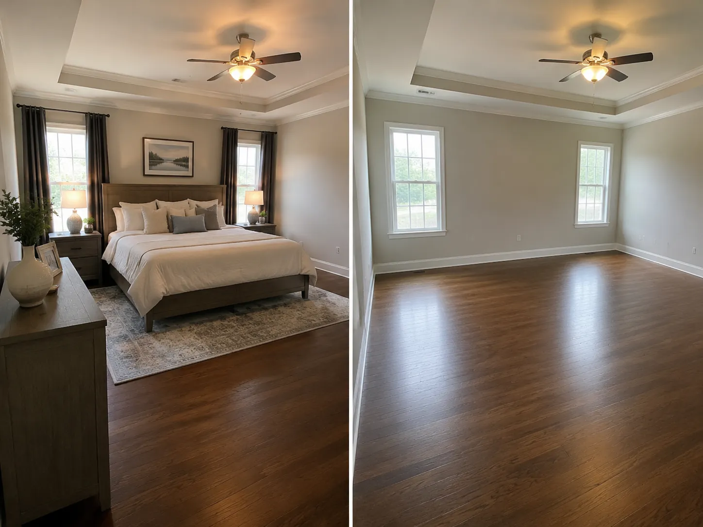 AI empty room before and after: remove furniture from bedroom photo virtually