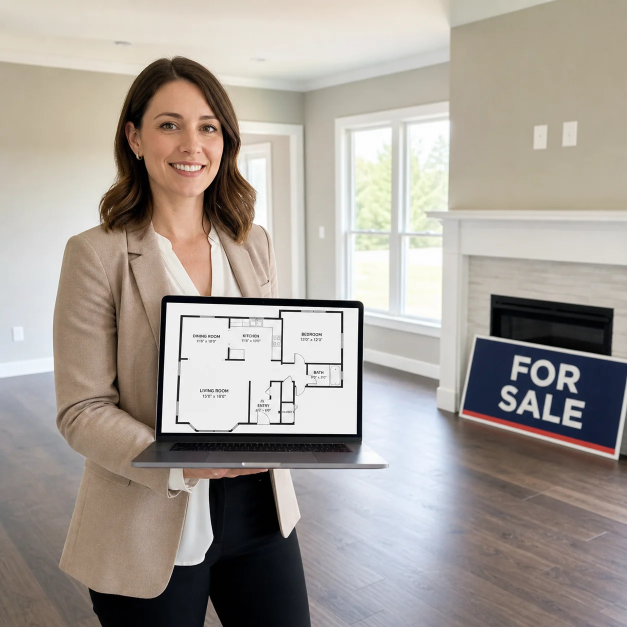 Real estate agent exporting a floor plan for a listing