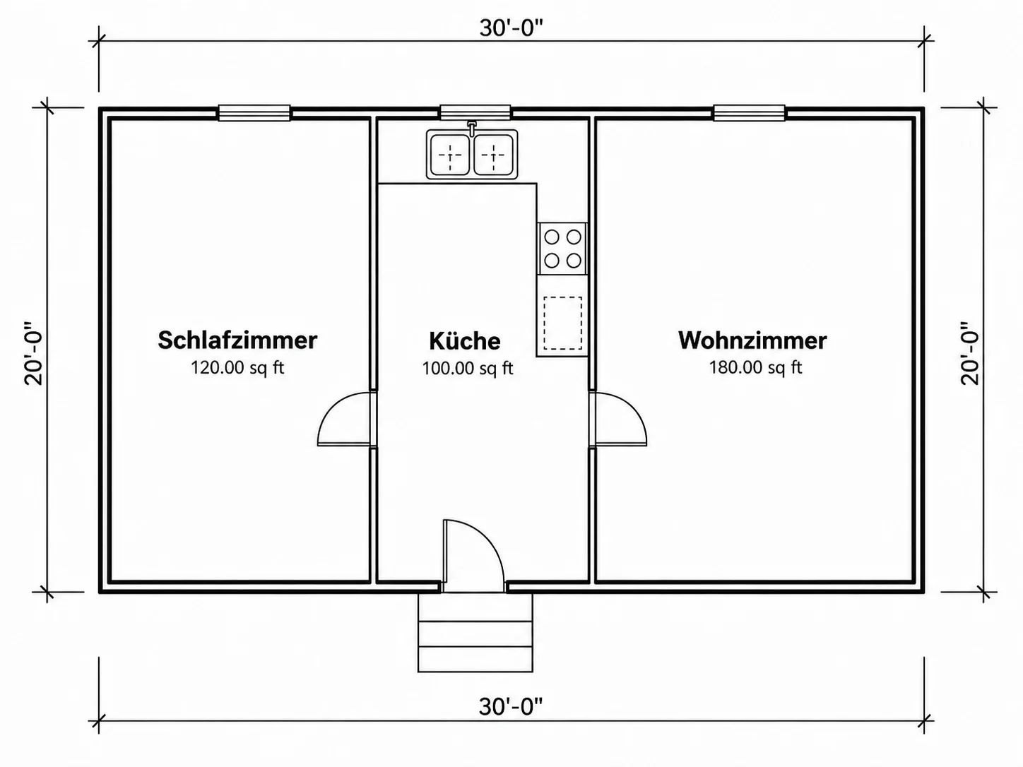 Grundriss mit Raumbeschriftungen und sichtbaren Quadratmeterangaben