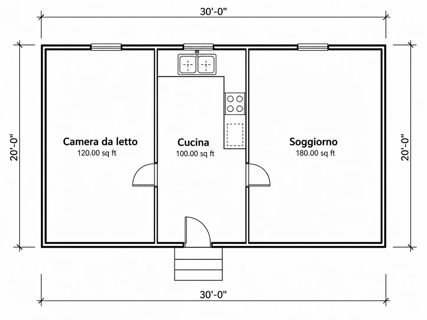 Planimetria con etichette delle stanze e indicazione dei metri quadrati