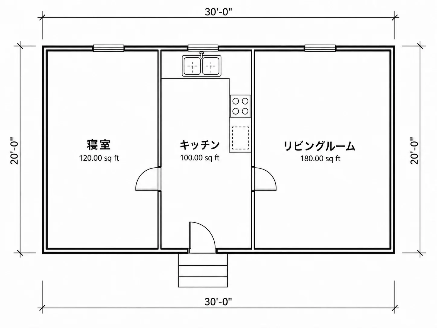 部屋名と床面積が表示された間取り図