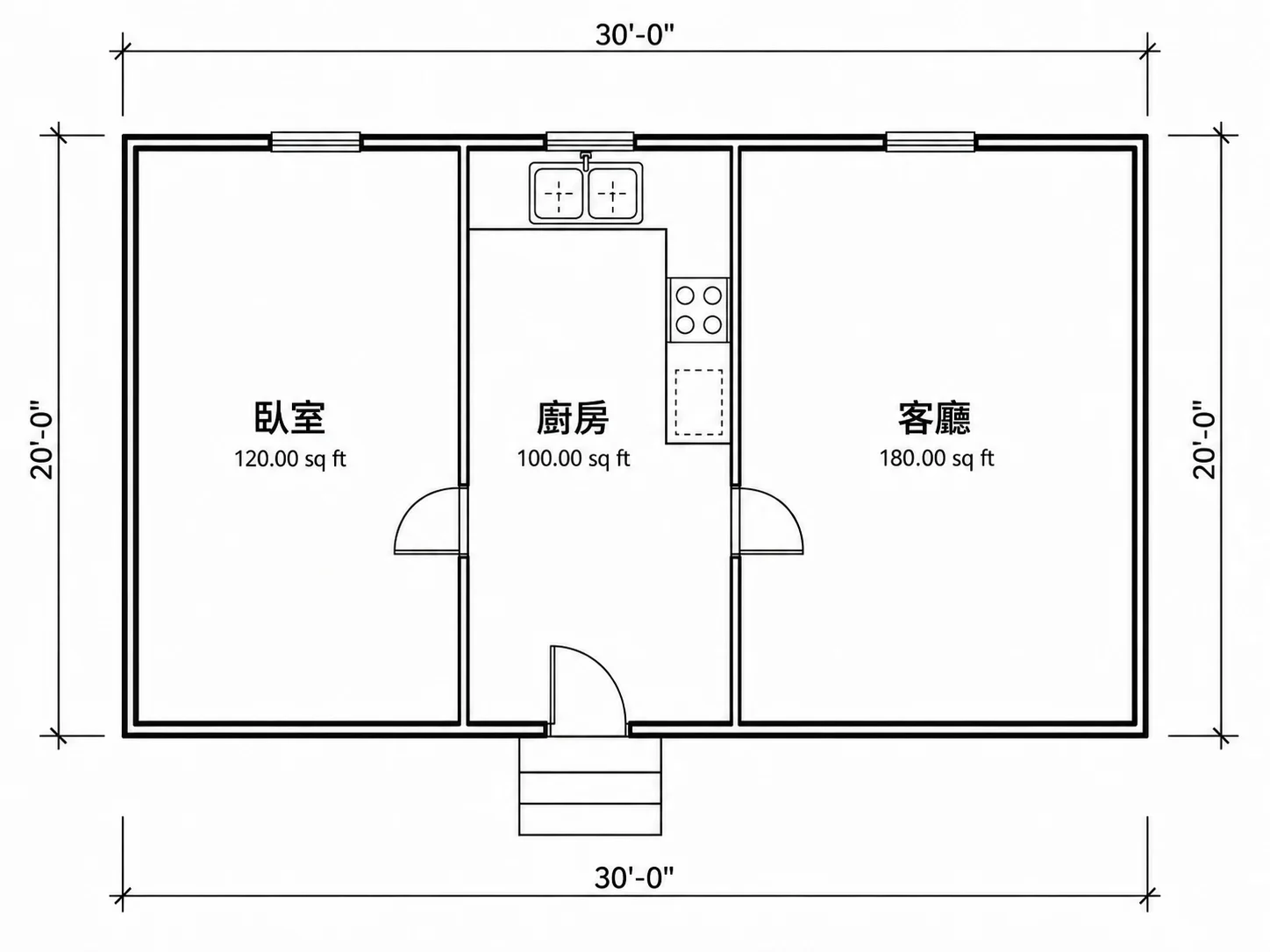 帶有房間標籤與即時坪數面積顯示的平面圖