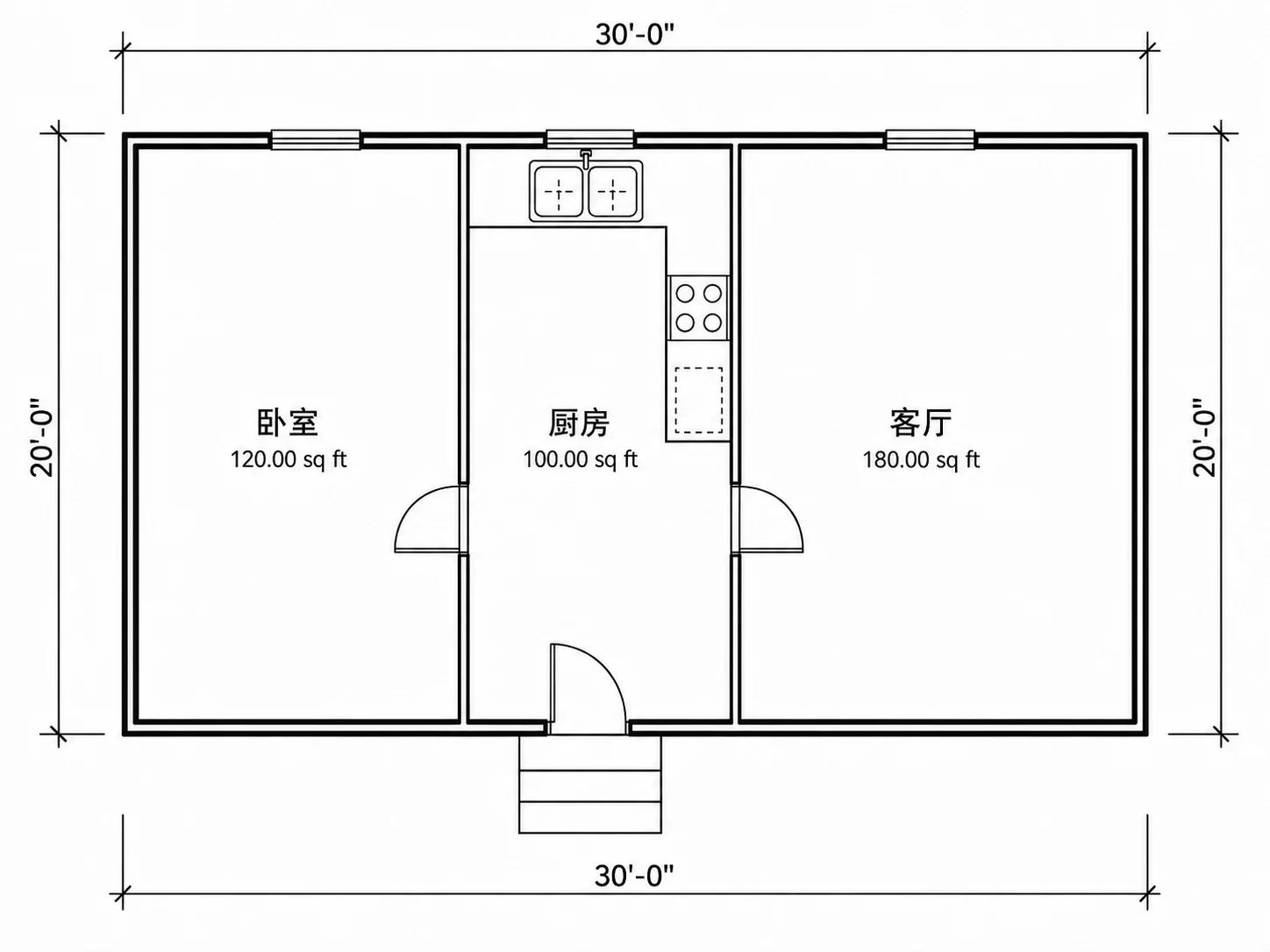 展示房间标签与实时面积测算的户型图