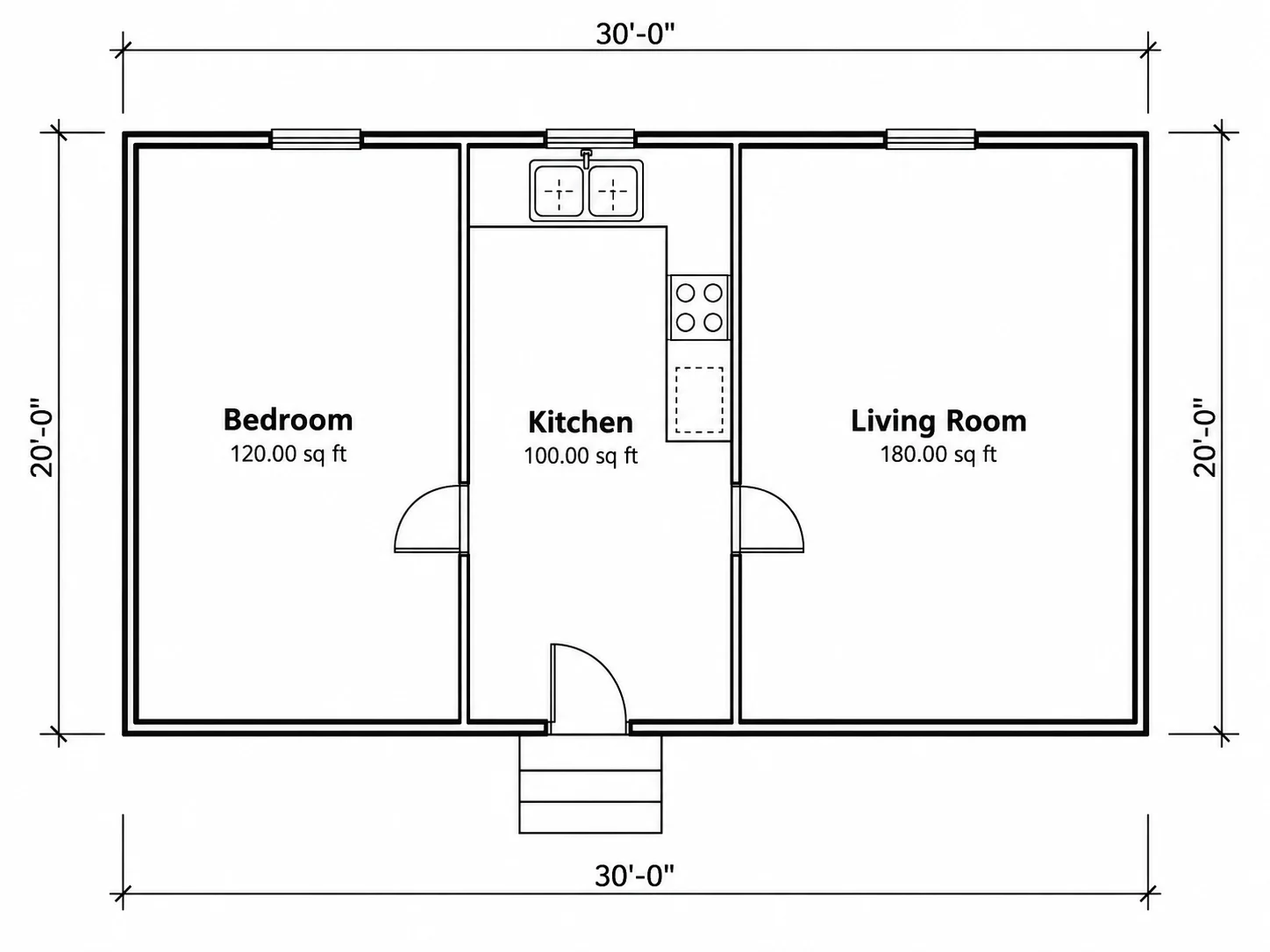 Floor plan with room labels and square footage shown
