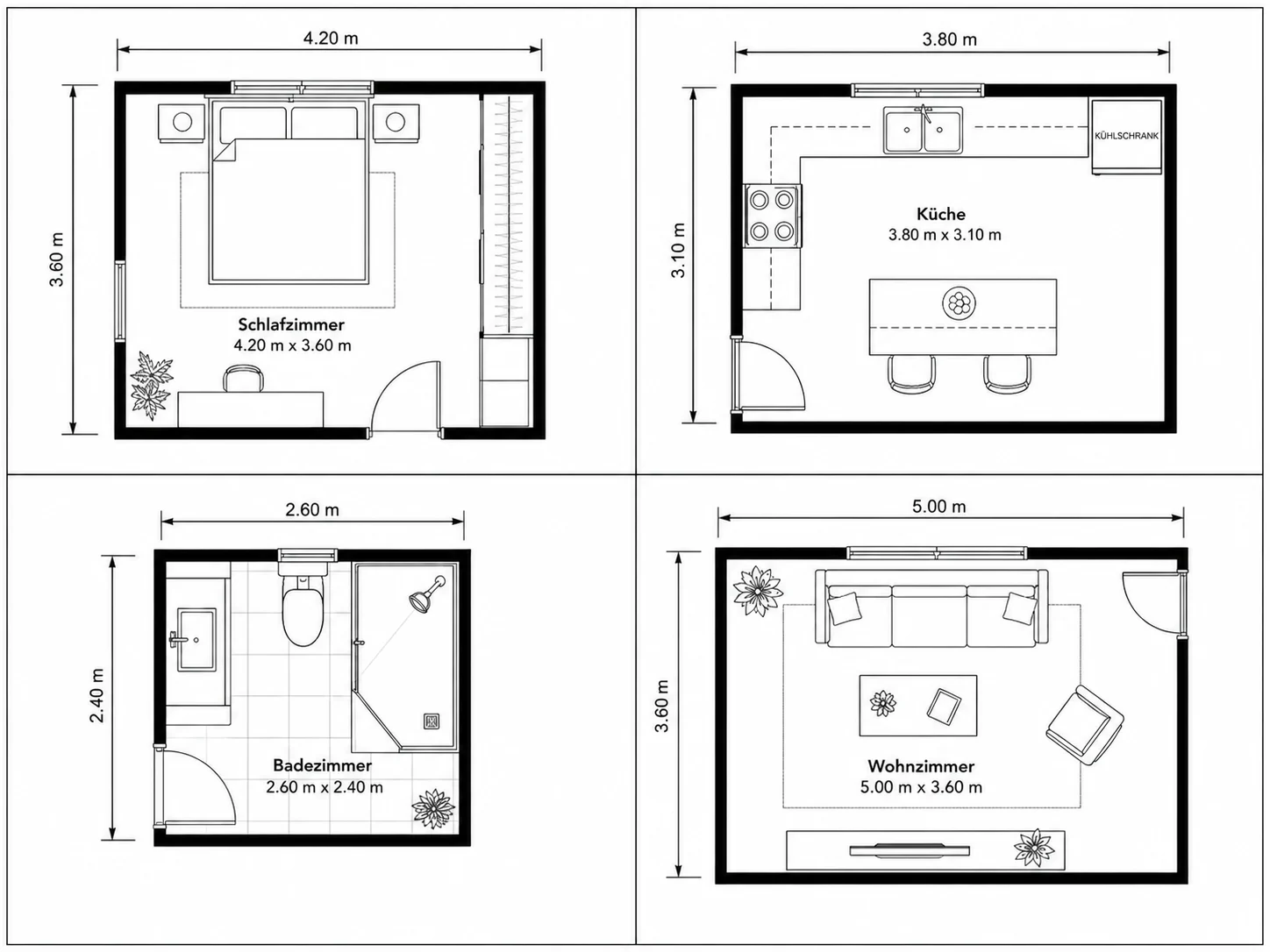 Vorlagenauswahl im Grundriss-Ersteller mit vorgefertigten Raumlayouts