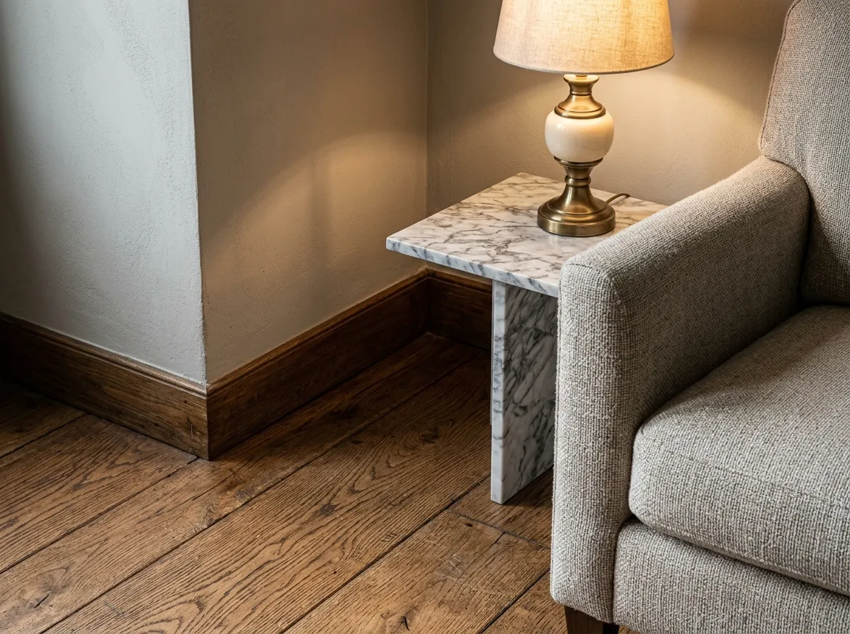 Photorealistic AI-generated interior design render with realistic lighting and material textures