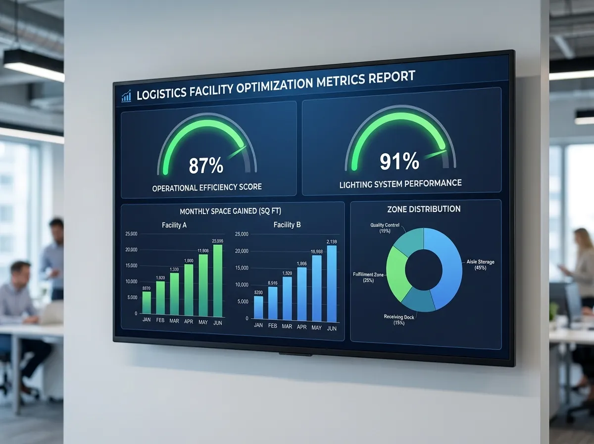 Optimization report showing quantified metrics like space gained, efficiency score, and light analysis