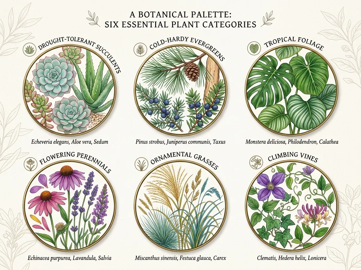 AI front yard design plant palette showing climate-appropriate species recommendations