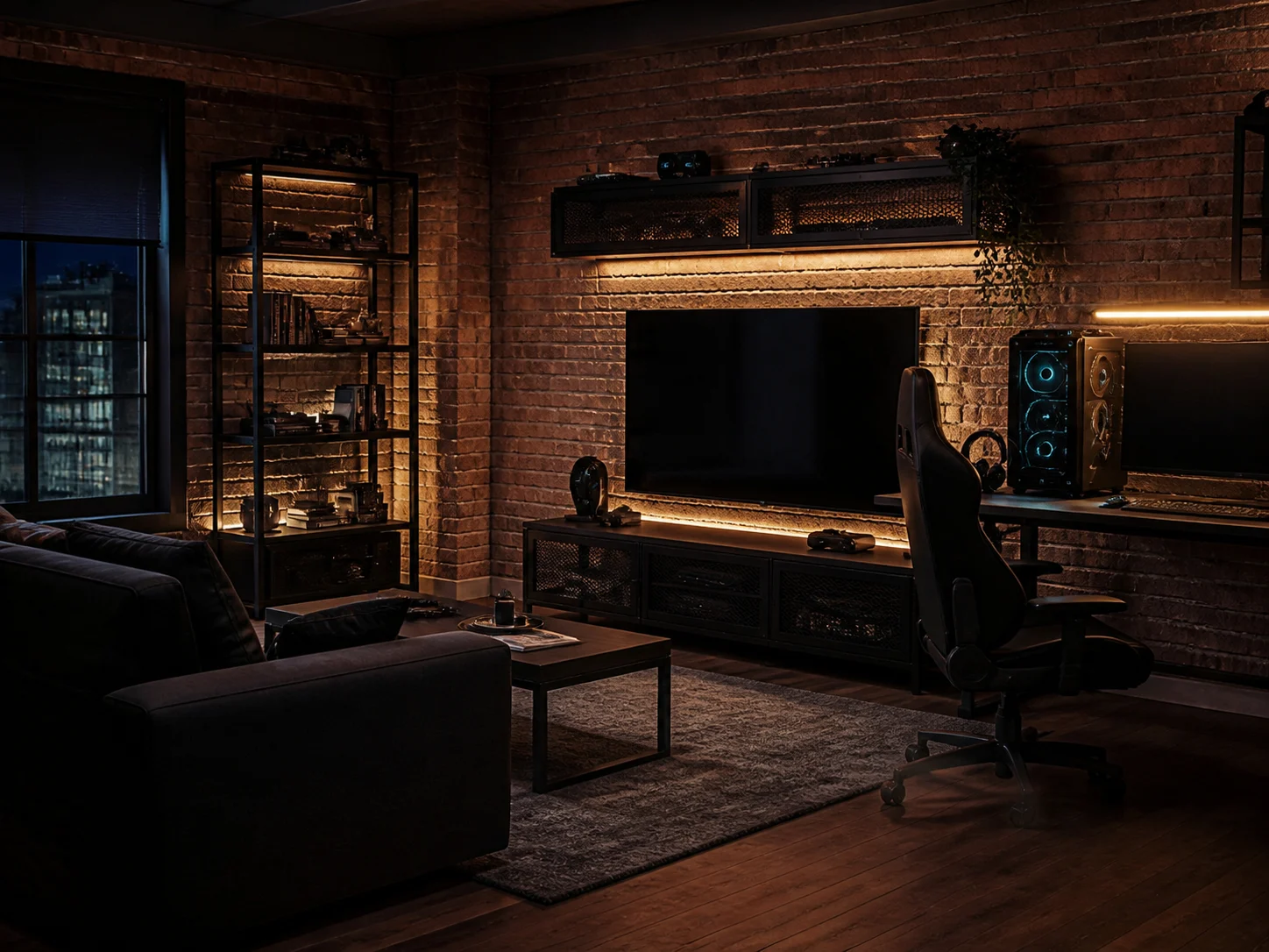Example prompt button cycling through rotating gaming room ideas