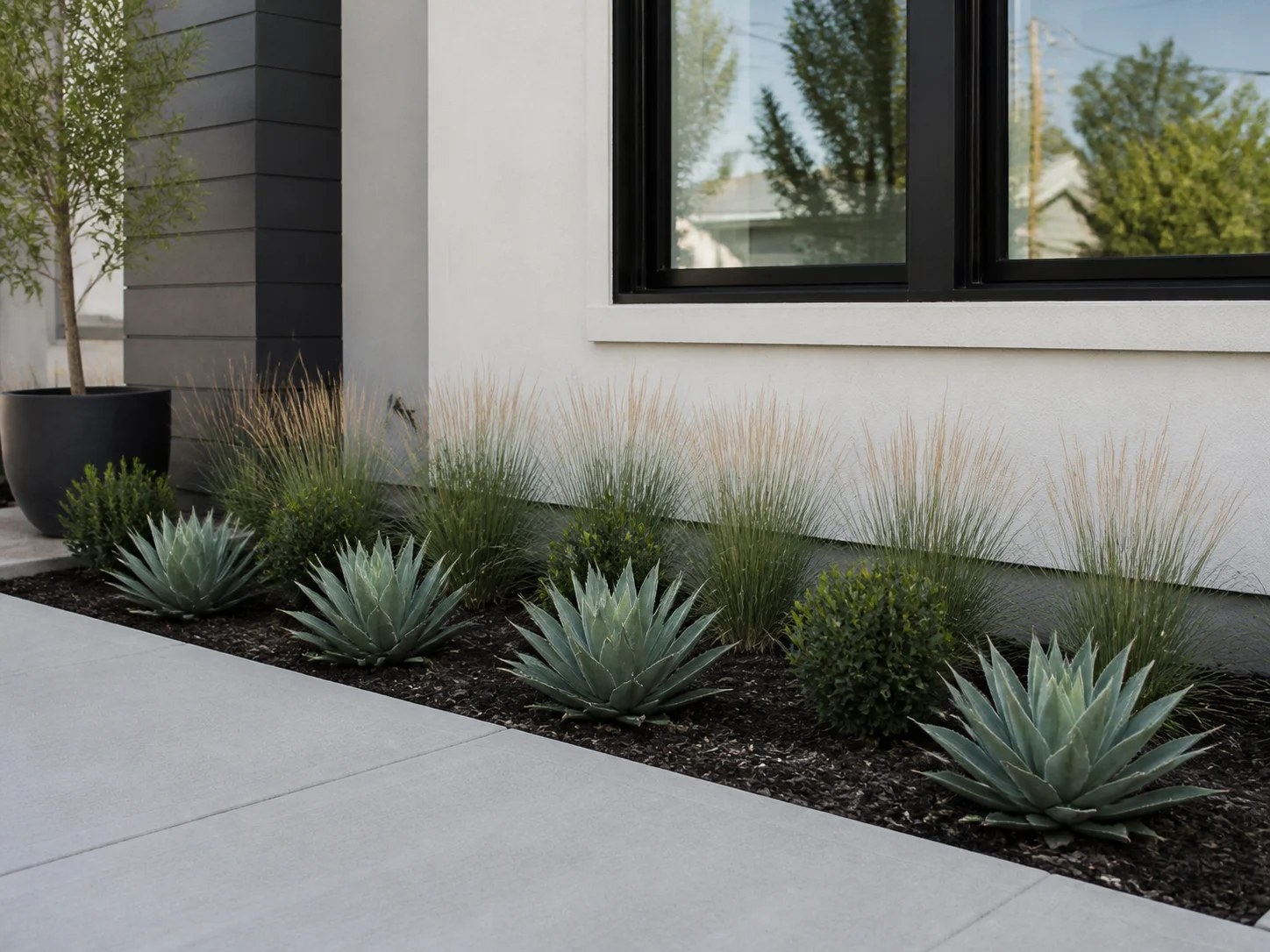 Modern minimalist garden bed in a small front yard
