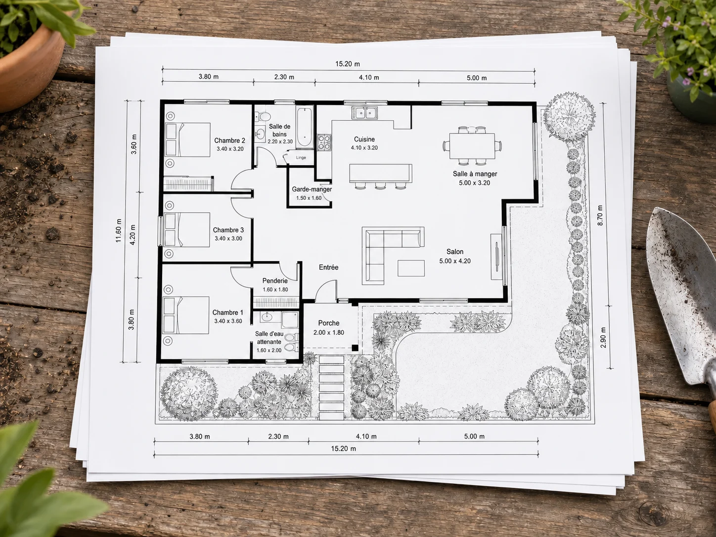 Options d'exportation du planificateur de jardin au format PNG et PDF