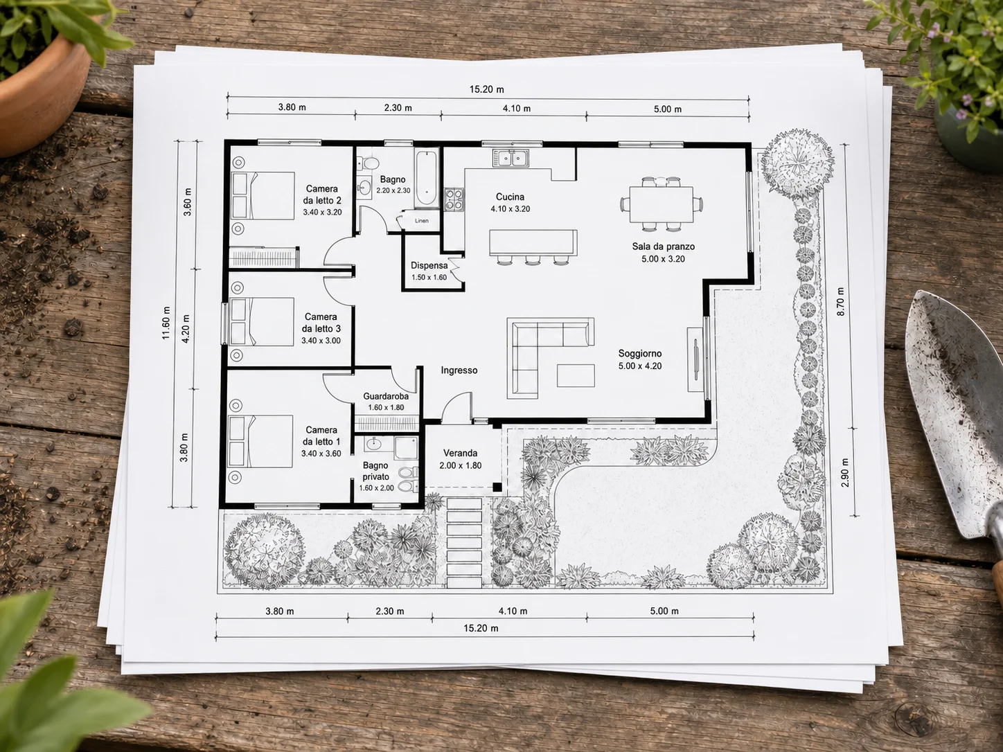 Opzioni di esportazione del pianificatore di giardini con formati PNG e PDF