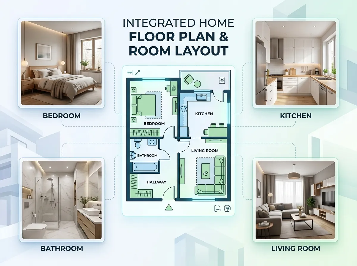 AI-generated complete house floor plan created from multiple room photographs