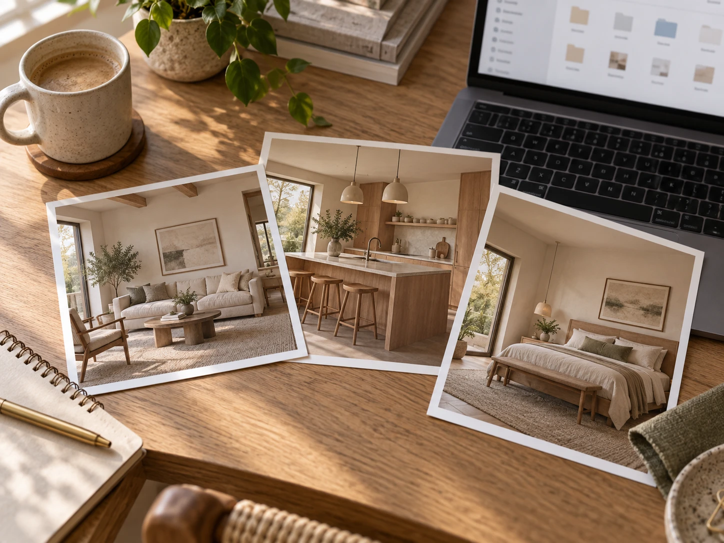 Multiple interior renders of different rooms from the same workspace shown together