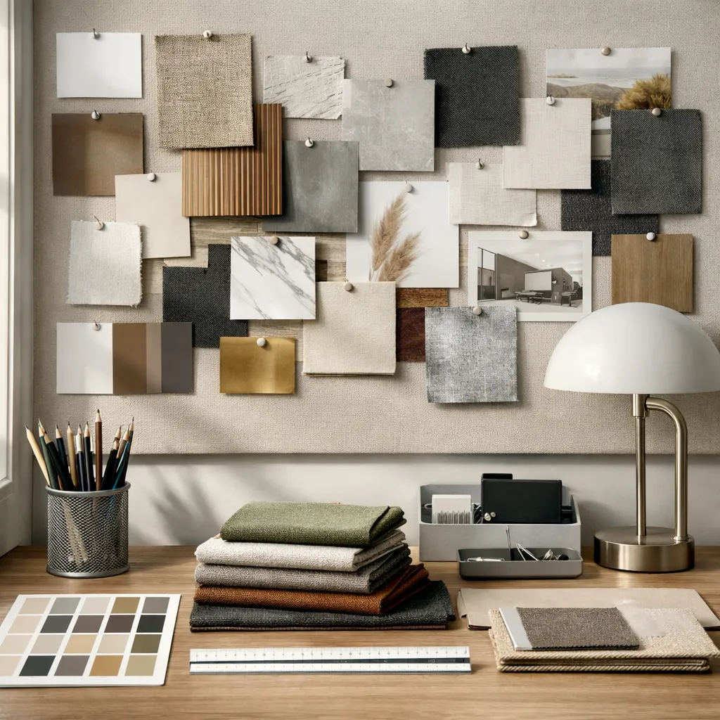 Interior designer presenting AI-generated room concepts to a client