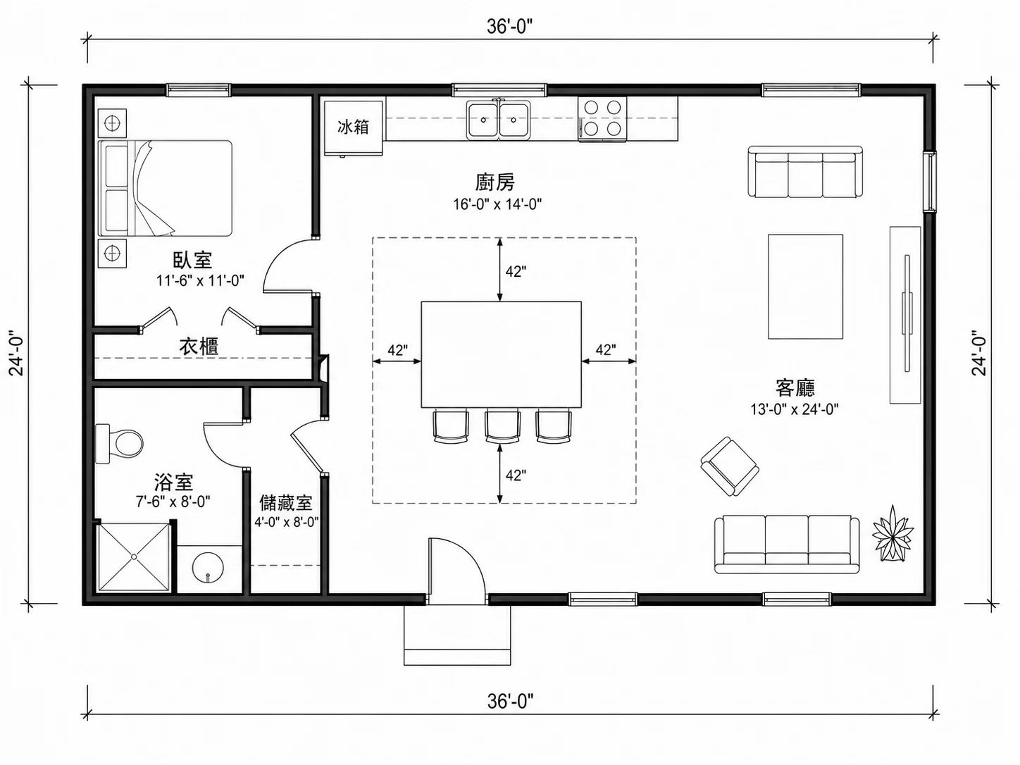 設有中島與早餐吧的廚房格局規劃