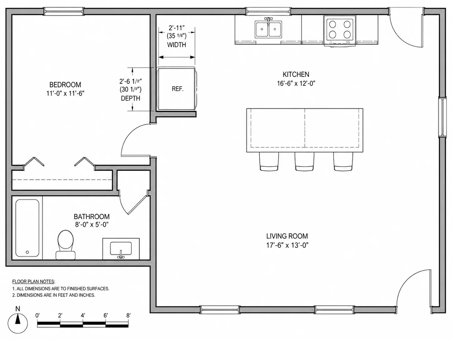 Kitchen appliances resized to real dimensions