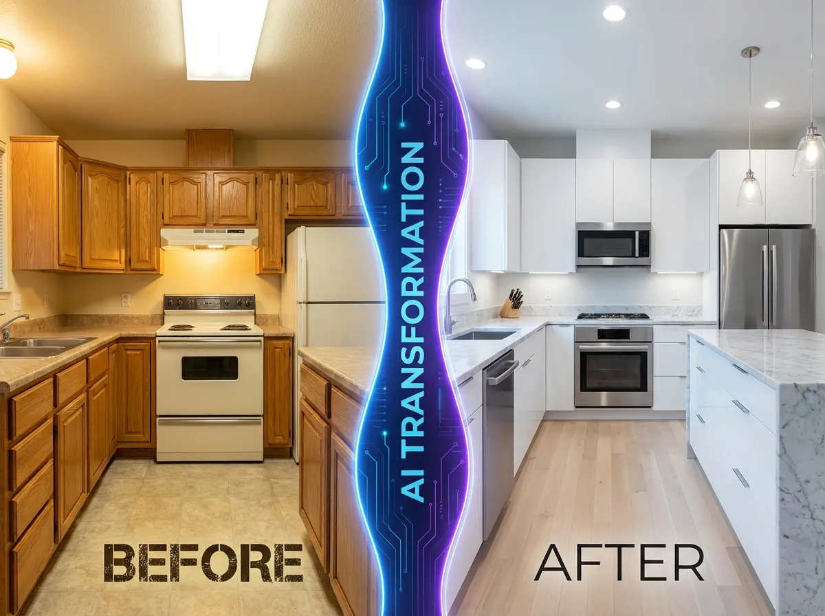 Design cucina AI da foto: trasformazione prima e dopo