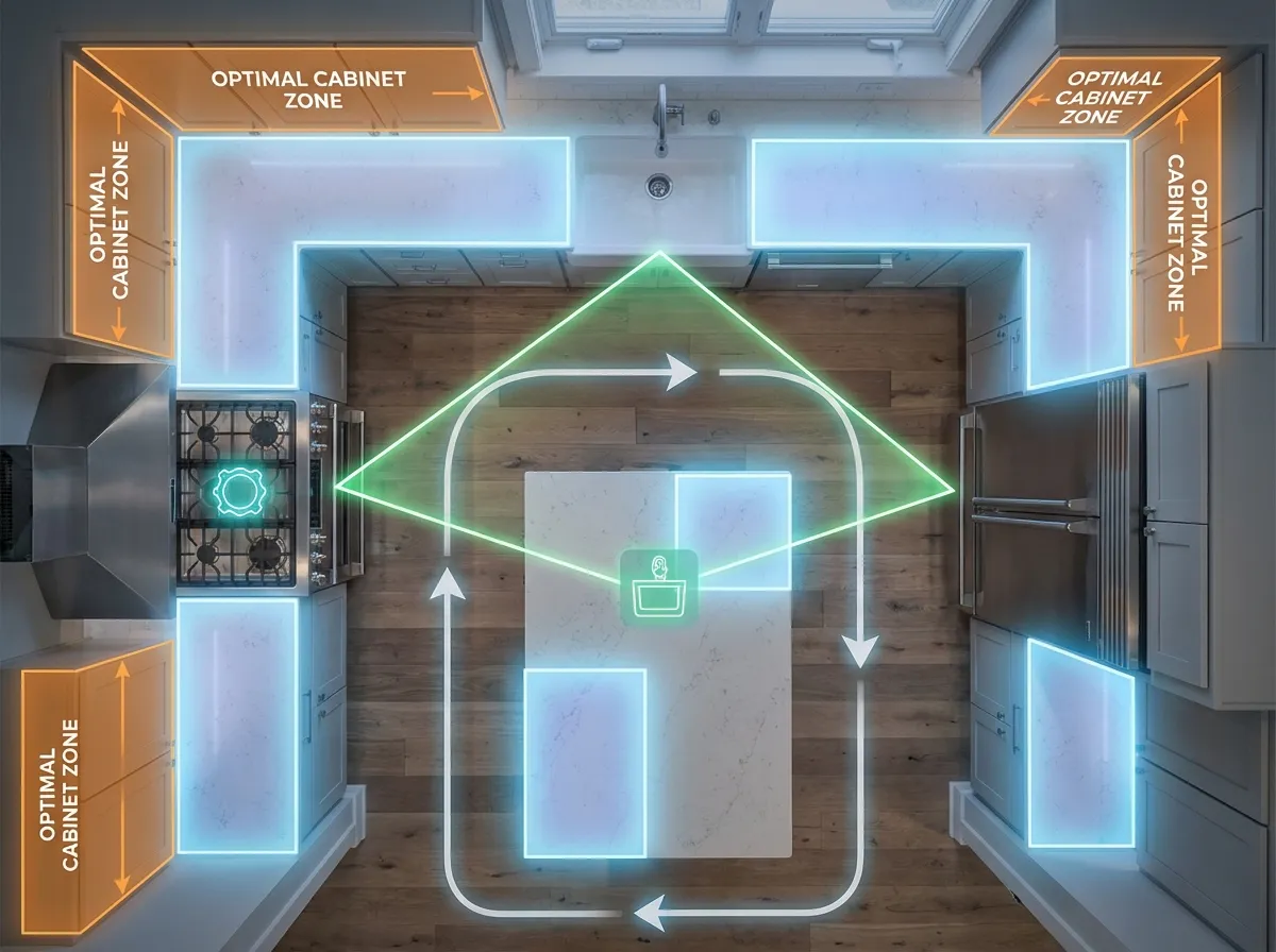 Diagramma di ottimizzazione intelligente del layout dello strumento di design cucina AI