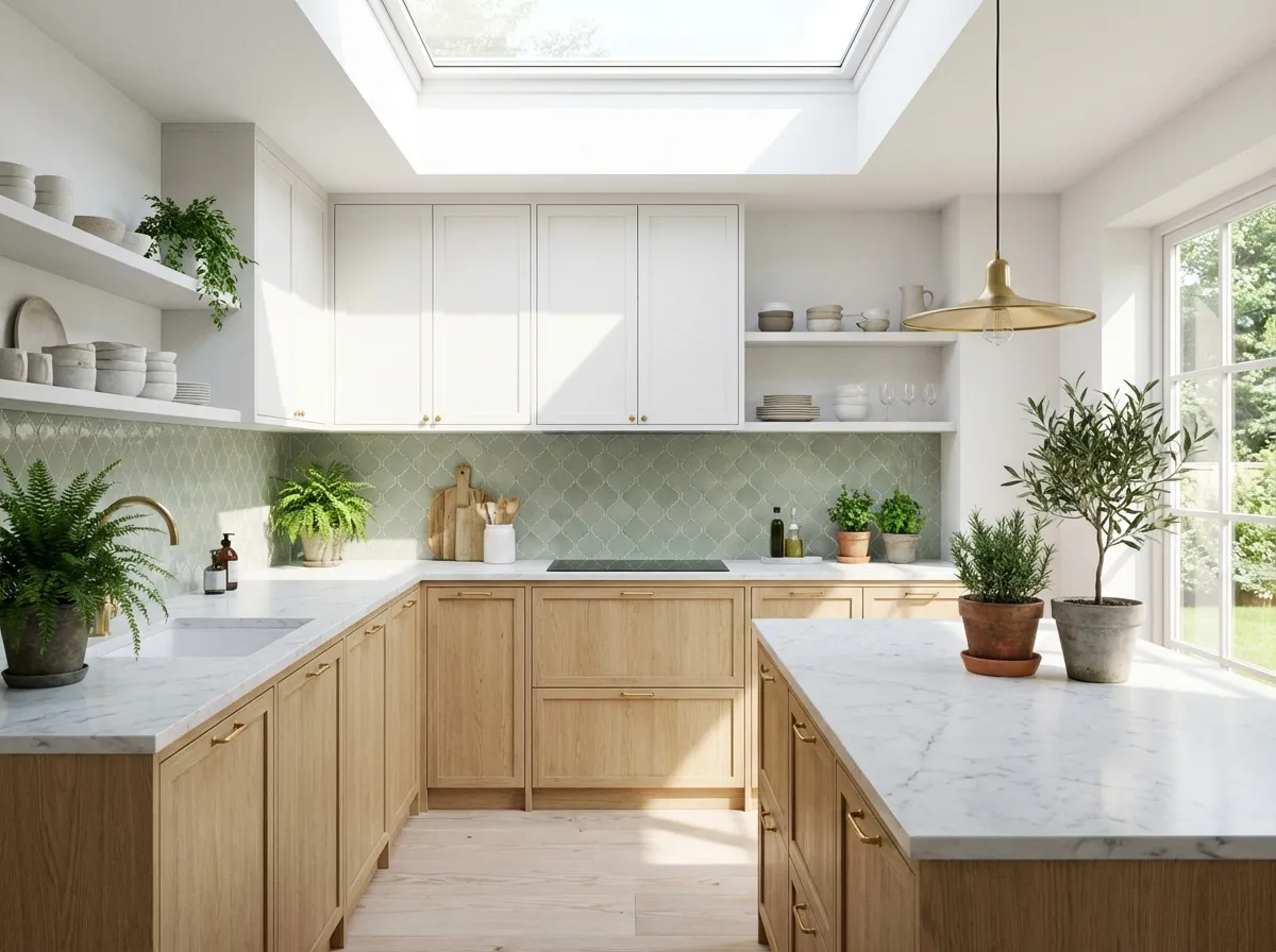 Design cucina AI stile scandinavo: cucina luminosa e ariosa