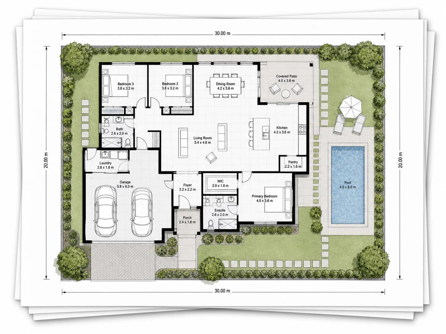Landscape planner export options showing PNG and PDF