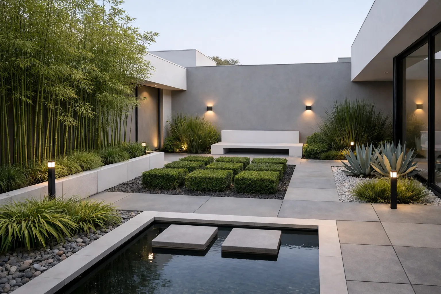 Risultato del generatore di design del paesaggio AI: sentiero nel giardino boschivo