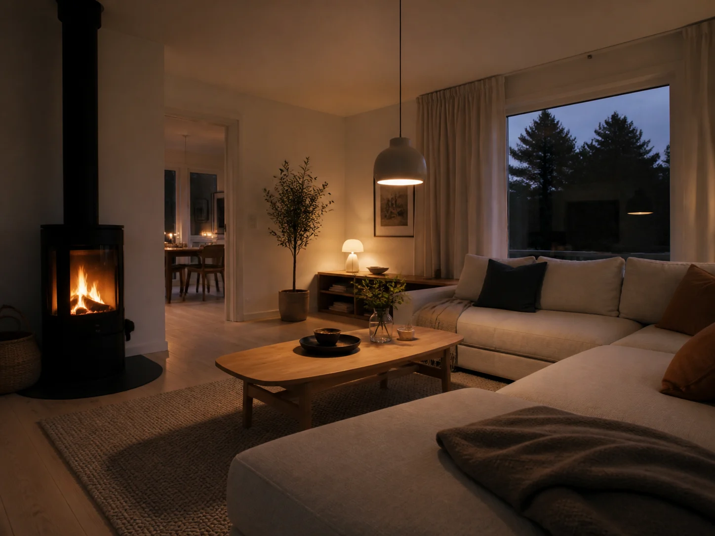 Example prompt button cycling through rotating living room ideas