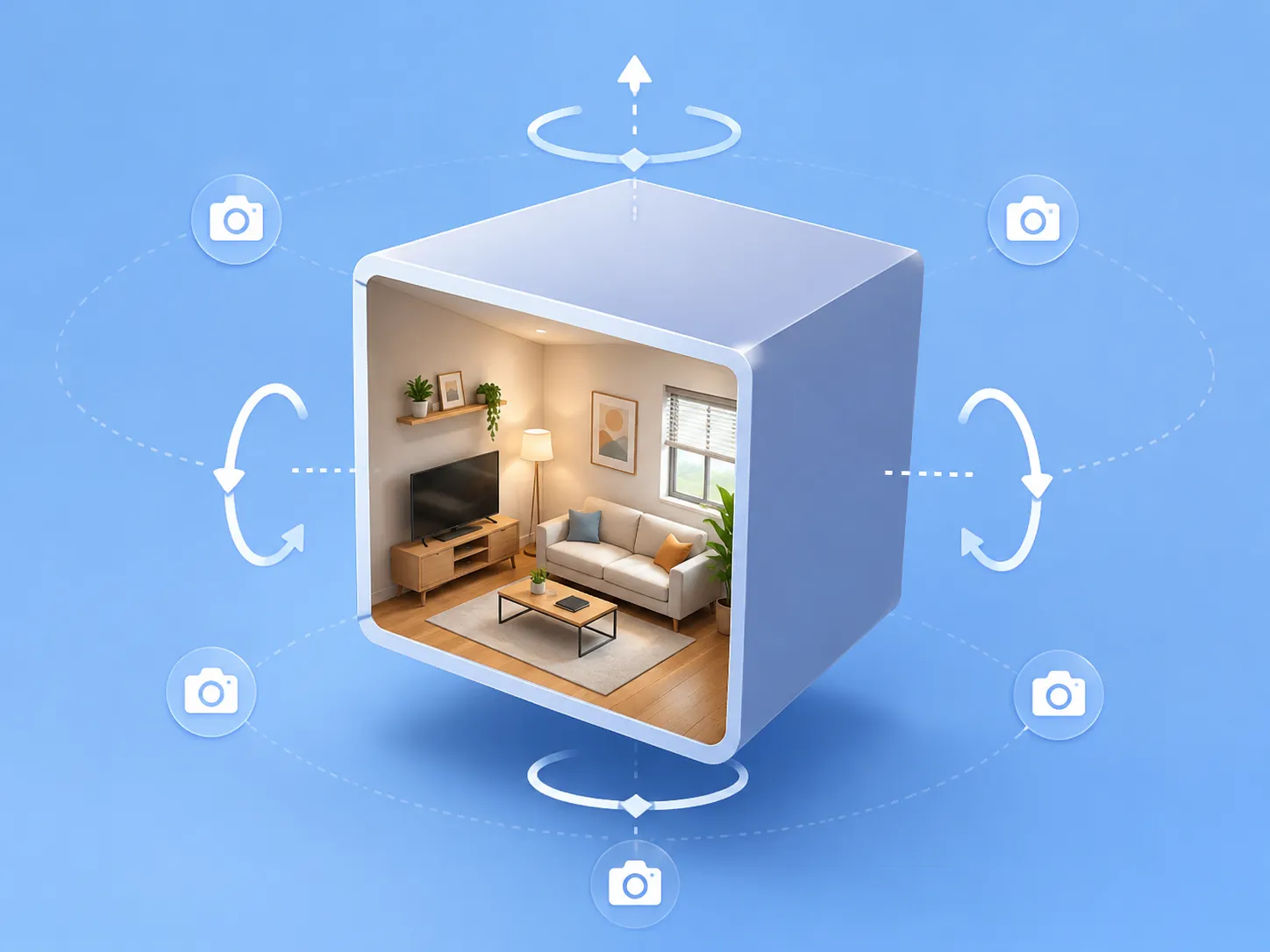 Interfaz de control de cámara 3D interactiva de cambiador de perspectiva con IA