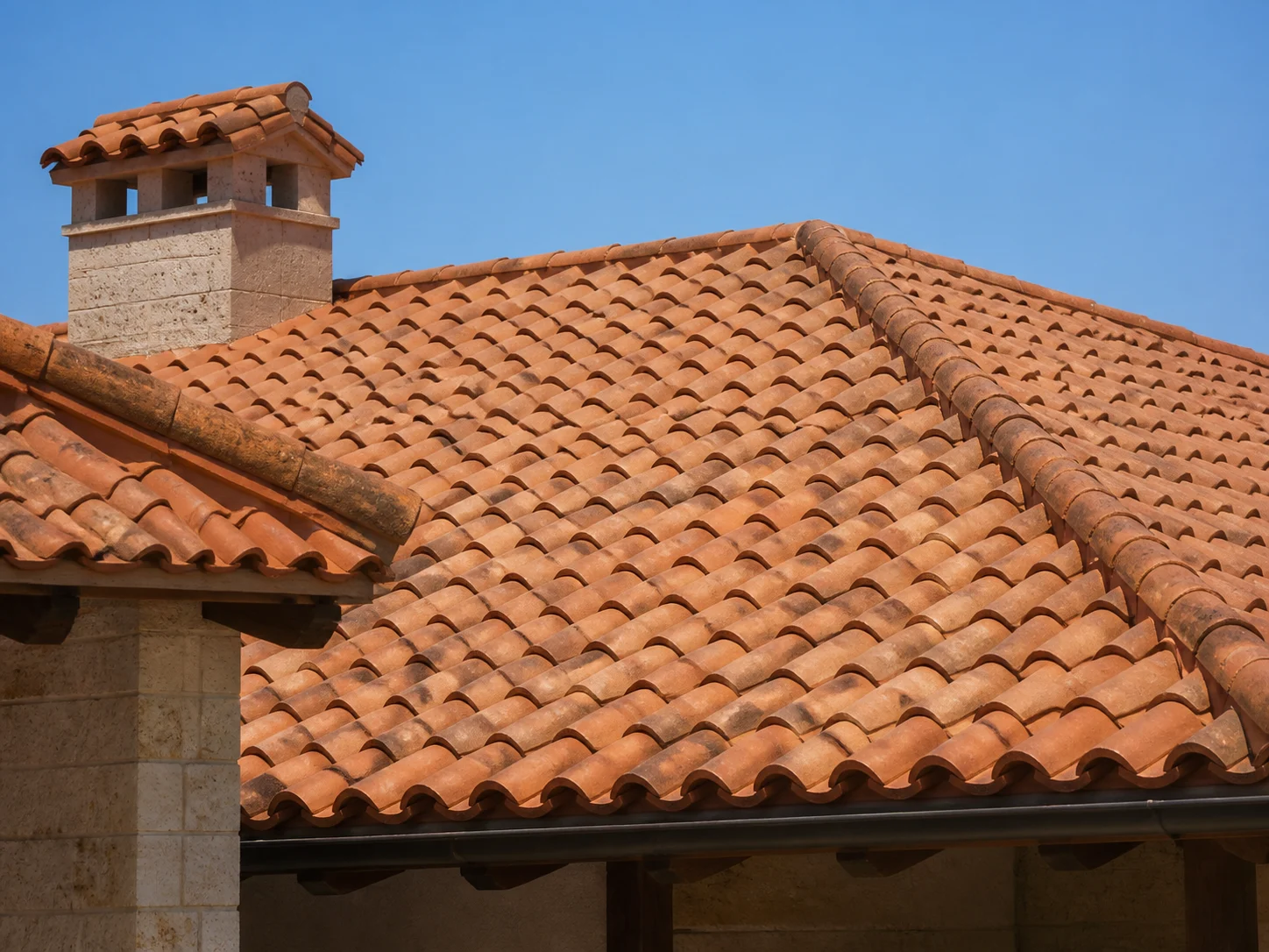 Mediterranean house with terracotta barrel tile roof