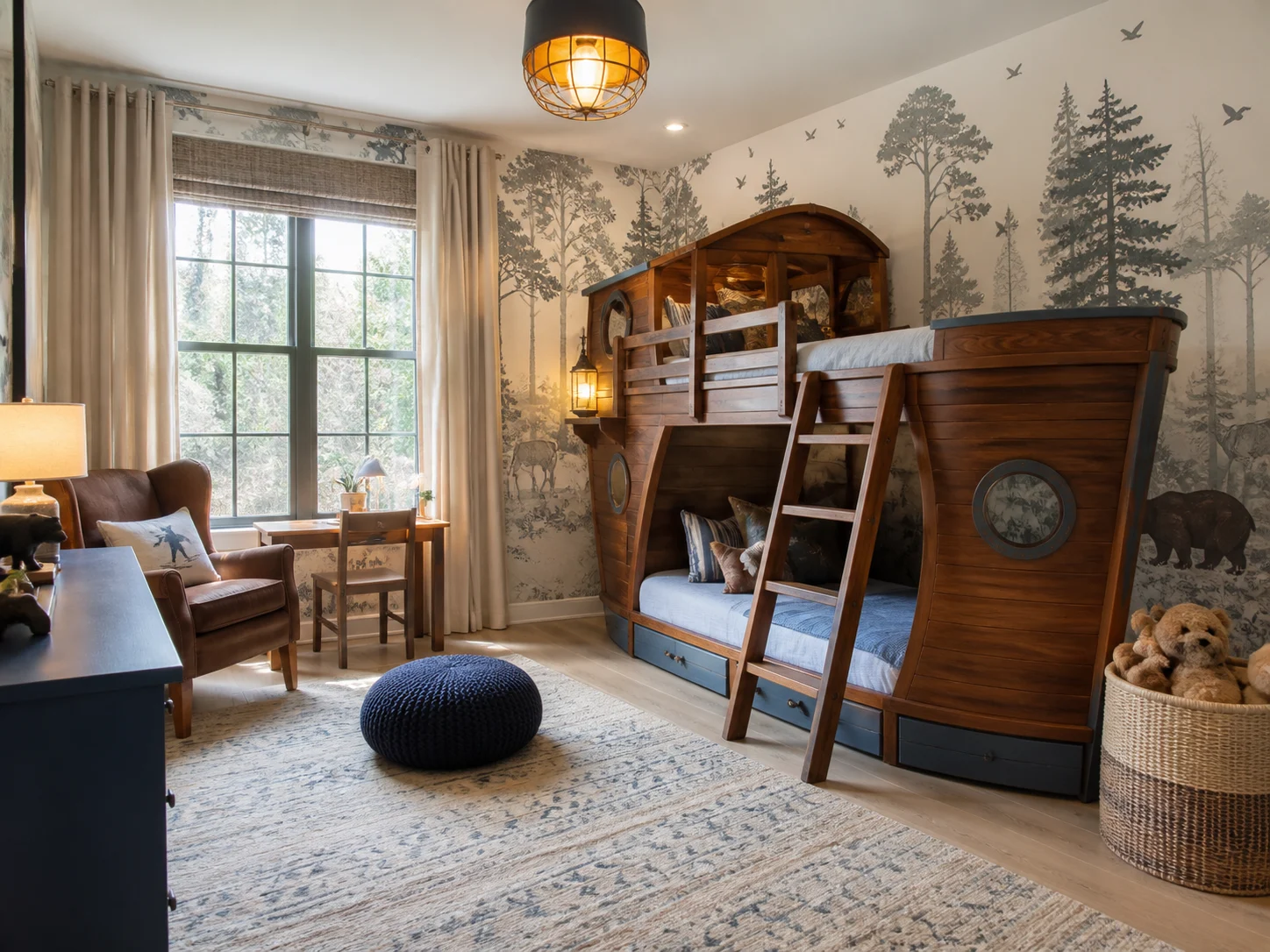 Cozy kids bedroom with playful themed furniture