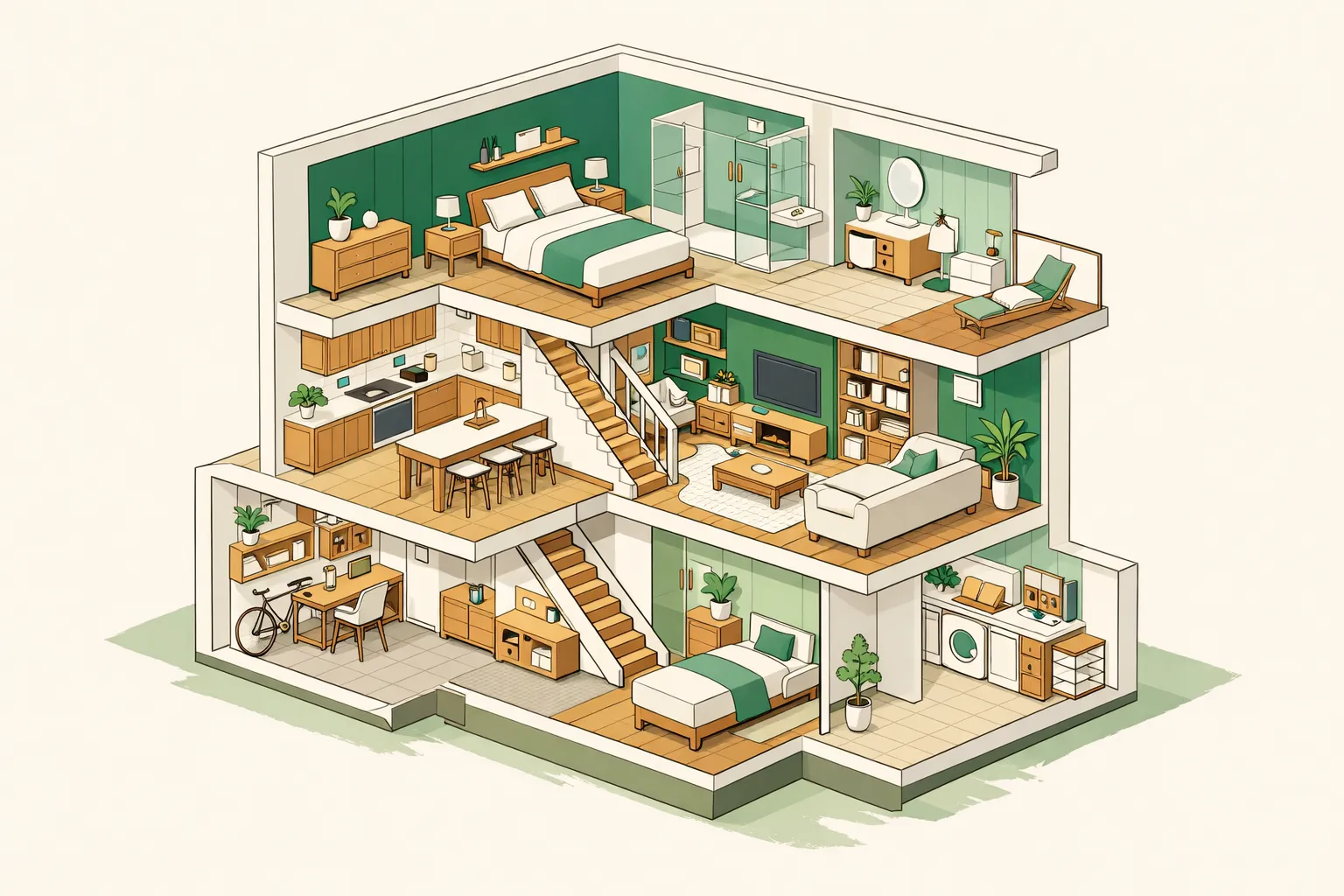Transformation eines 2D-Grundrisses in eine 3D-Innenraumvisualisierung mit dem Skizze zu Render KI Architektur-Tool