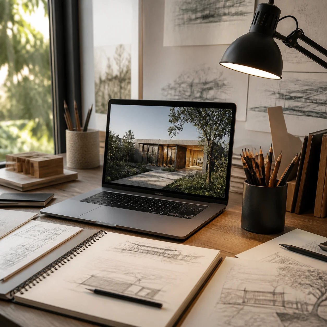 Architecture student portfolio featuring an AI-generated render video