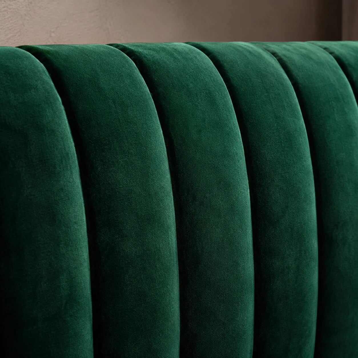 Close up of emerald green velvet fabric