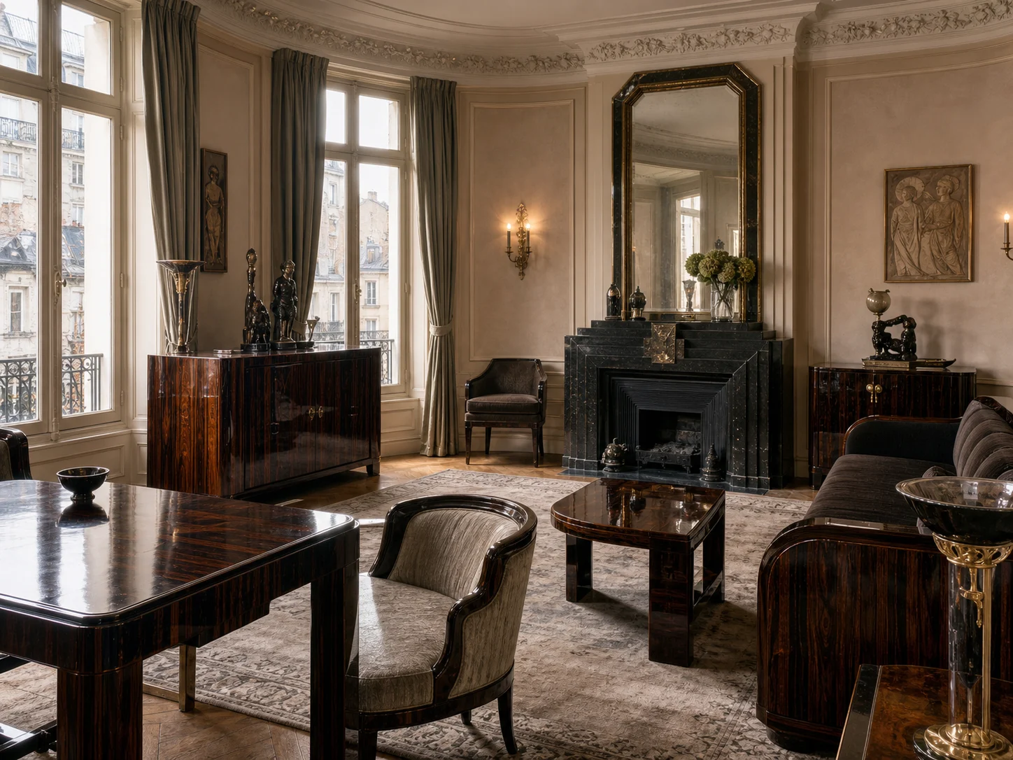 1920s Parisian salon with Macassar ebony furniture