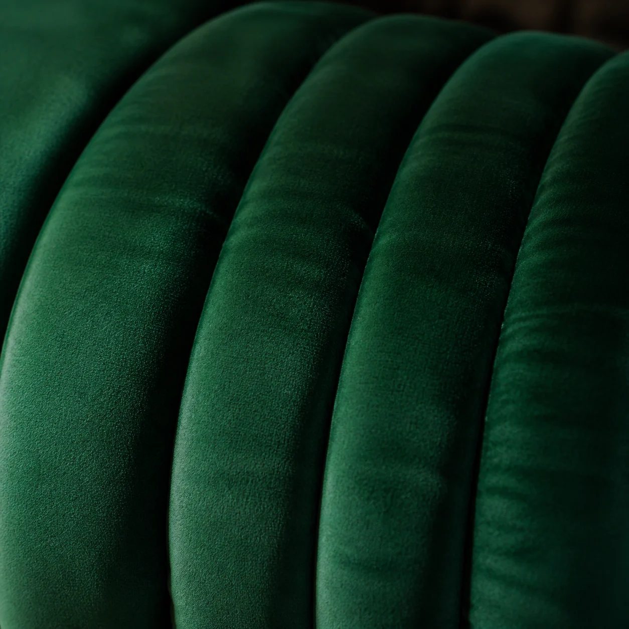 Emerald green channel-tufted velvet